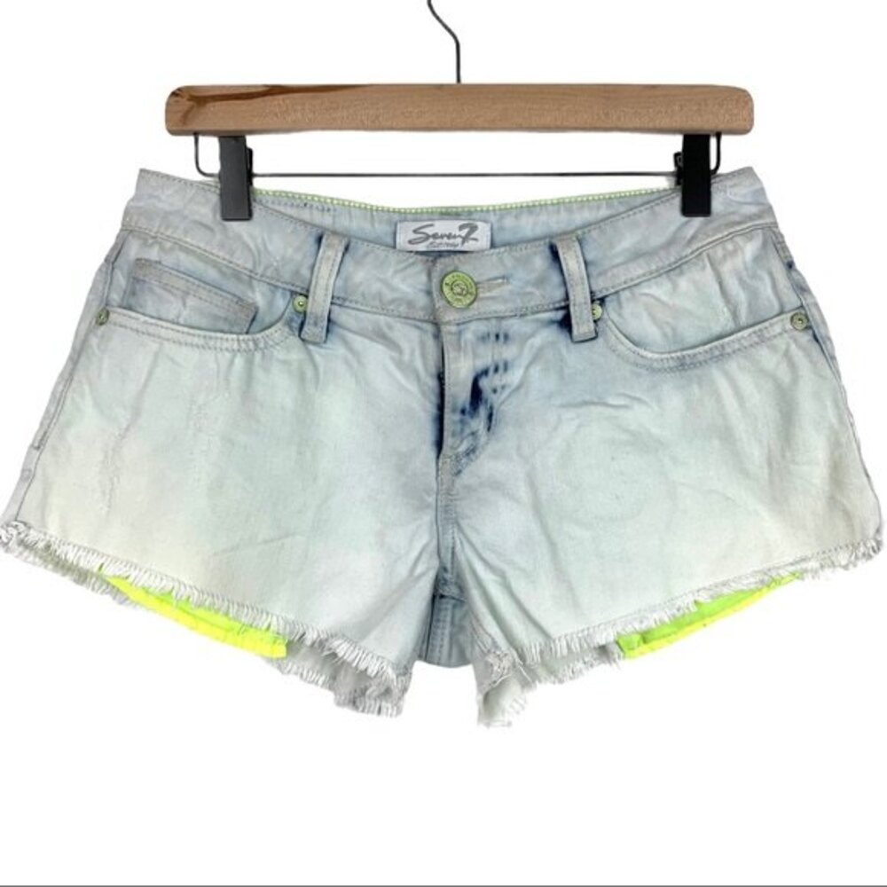 7 for all Mankind Denim Cut Off Shorts Distressed White Wash Women's Size 28